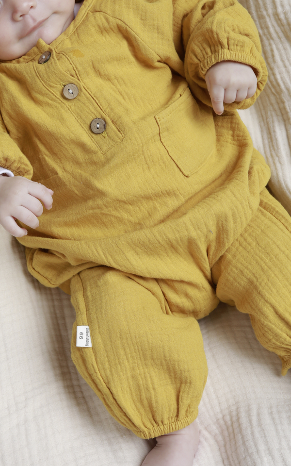 Enterizo de algodón gasa con gorro - Frankie Unisex