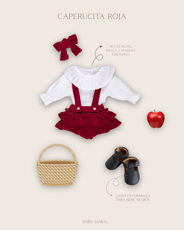 Conjunto blusa, diadema y braga Navideña